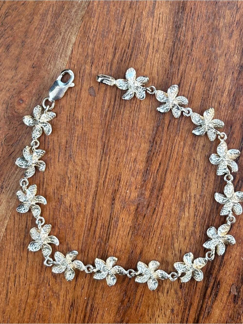 925 Sterling Silver Flower Link Bracelet Daisy Floral Romantic Jewelry